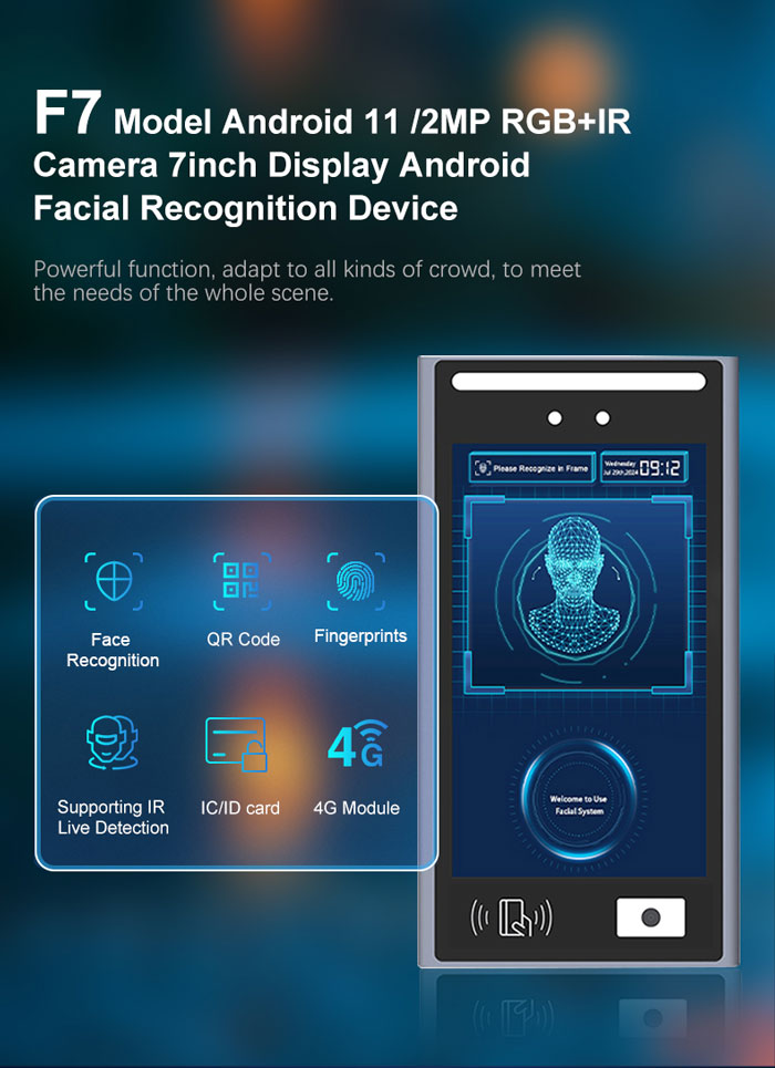 F7 RGB and IR Camera Facial Recognition Terminal