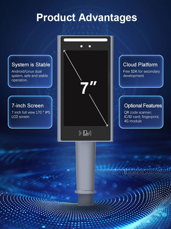 F7 RGB and IR Camera Facial Recognition Terminal