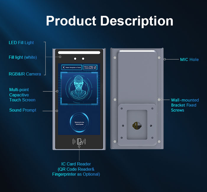 F7 RGB and IR Camera Facial Recognition Terminal