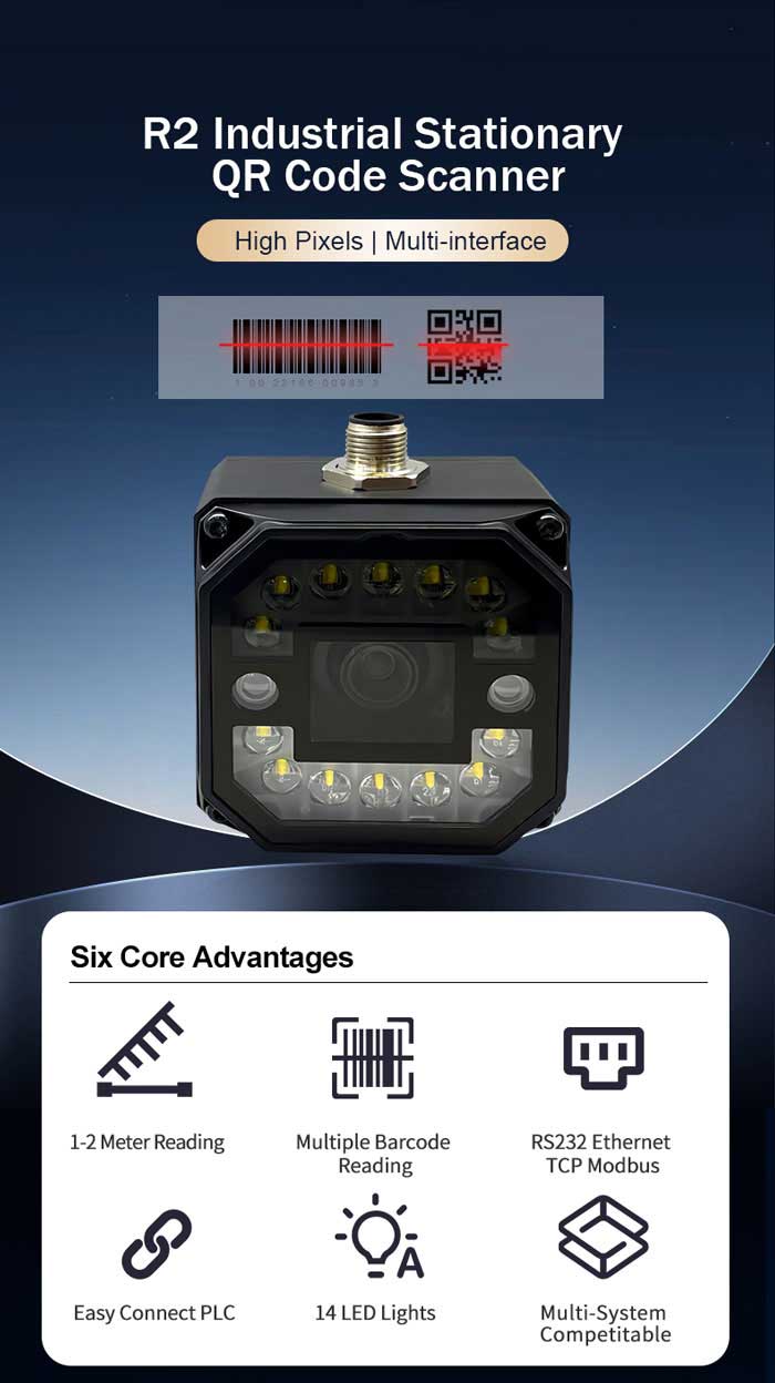 R2 Stationary Industrial Barcode Scanner With Ethernet